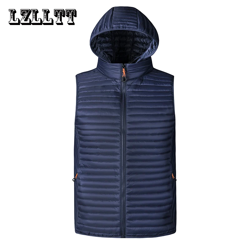 

Men Autumn Thicken Cotton Sleeveless Vests Jacket Coat Mens Winter Warm Detachable Hat Outwear Waistcoat Hooded Vest Jacket Male