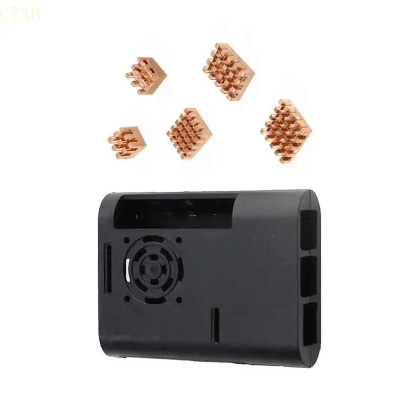 

C7AB Heatsink Case with Cooling Fan Heatsinks for RPI 5B Board Protector Cover