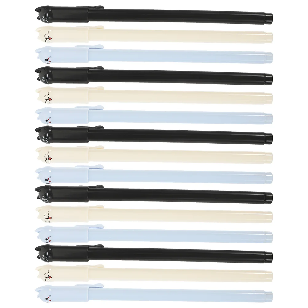 

15 Pcs Cat Gel Pen School Pens Cartoon Drawing Writing Kawaii Hand Stationery Office