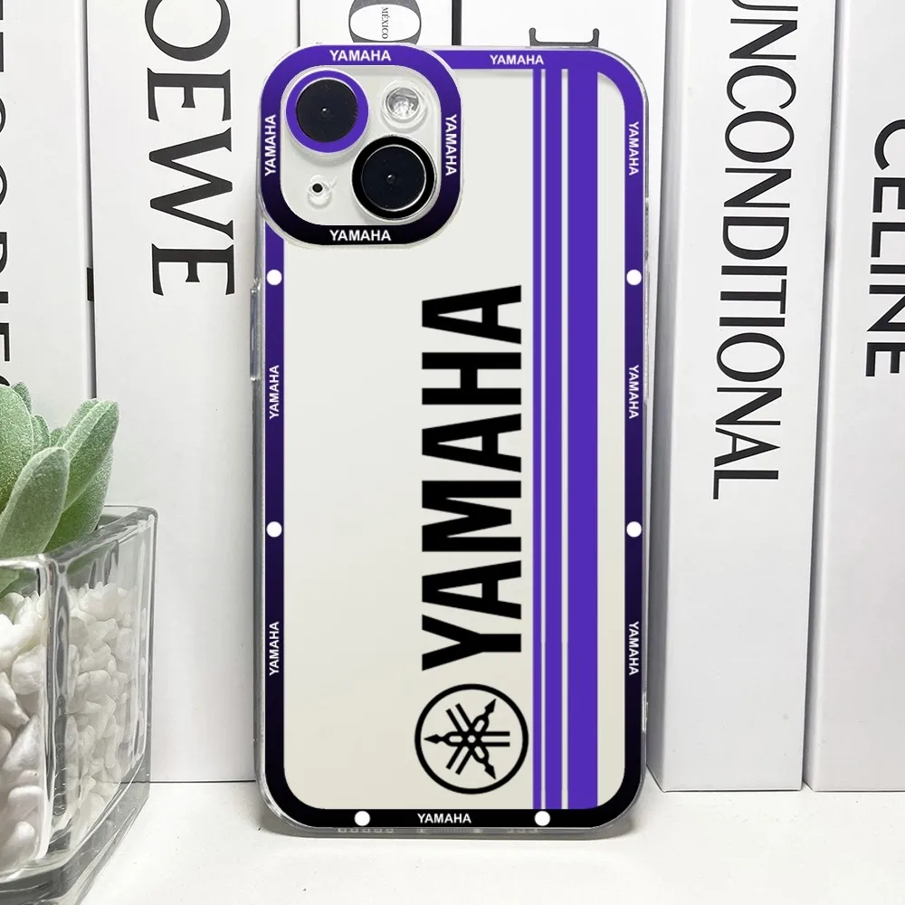 Motorcycle Y-YamAhaS Phone Case Transparent for iPhone 15 13ProMax 13 14 12 11 Pro Max Mini Angel Eyes Soft Coque