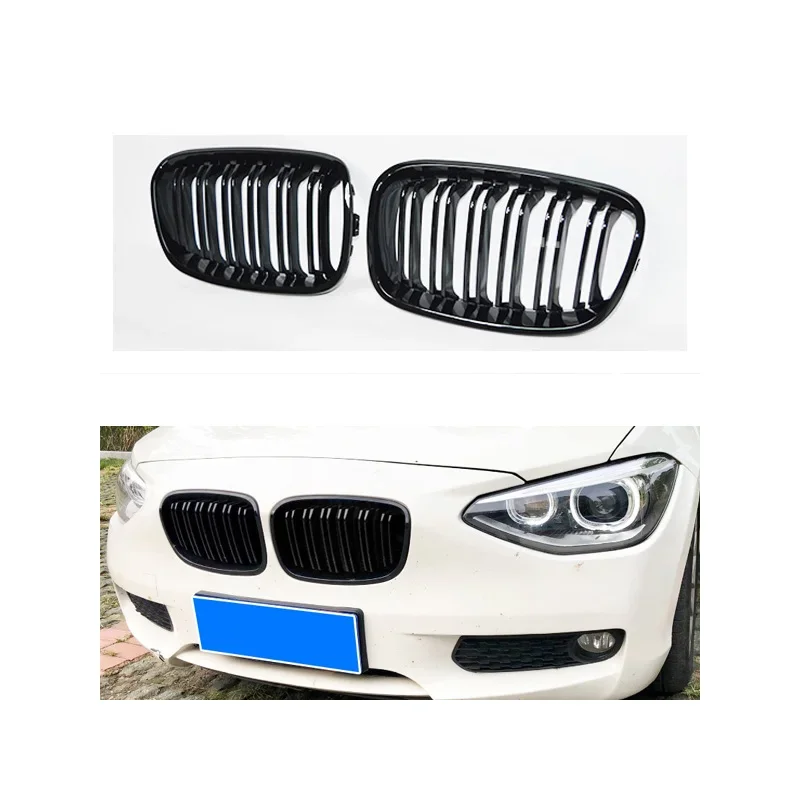 Front Center Grille Grills ABS fit for BMW F20 F21 1-Series 116i 118i 120i 125i 135i 5-Door Hatch Back 2011-2014 Carbon Fiber