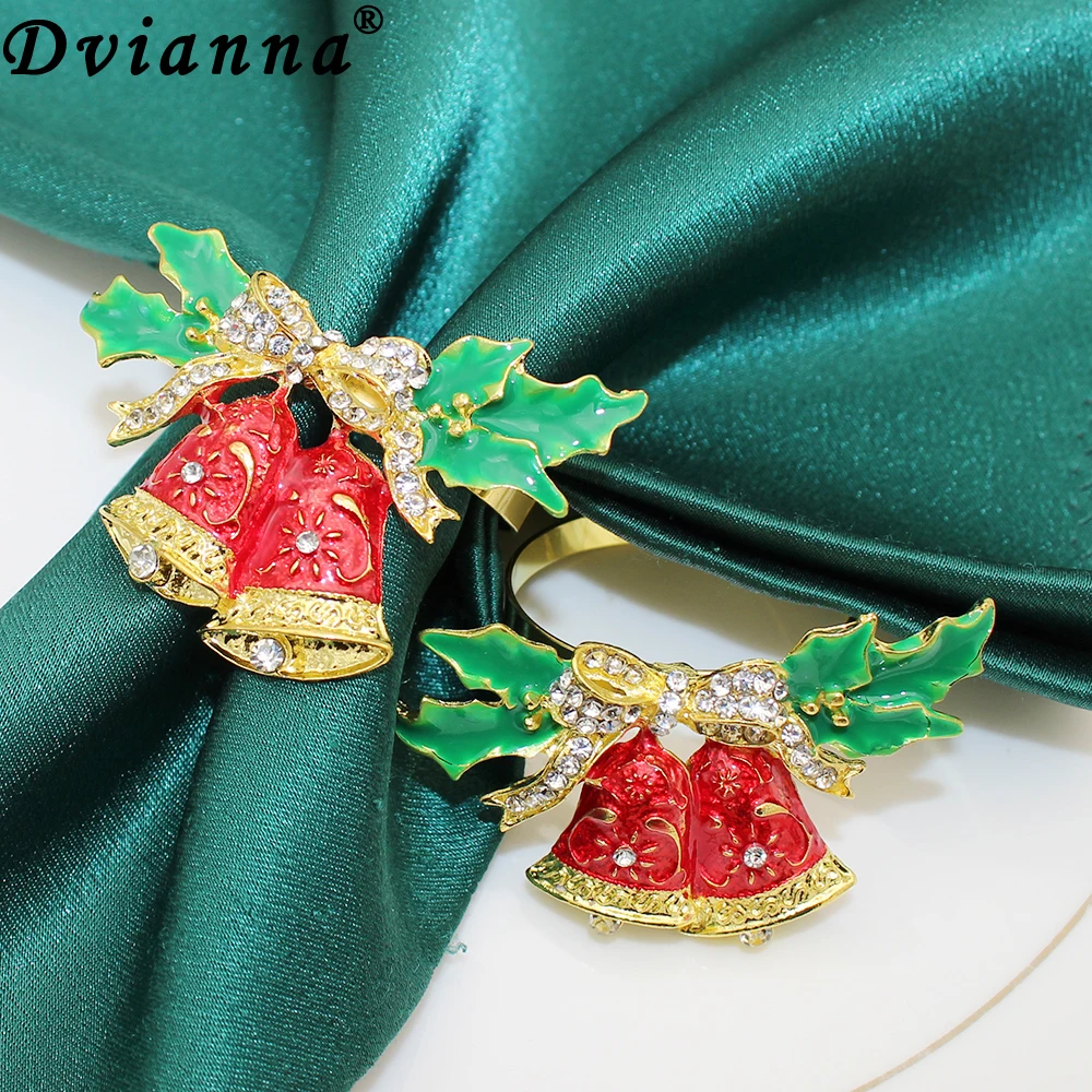 

Dvianna 6Pcs Bell Napkin Rings Christmas Napkin Ring Holder Buckle for Christmas Wedding Dinner Table Decorations HWC155