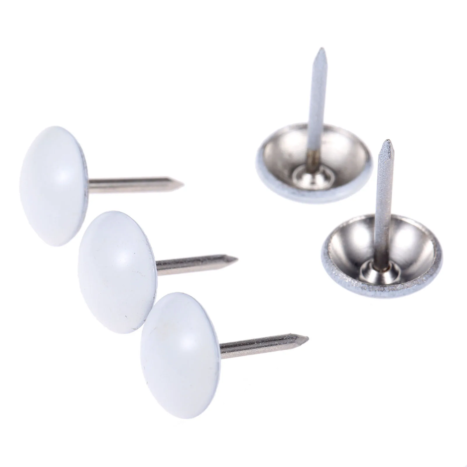 100Pcs White Metal Upholstery Nail Furniture Tack Stud Pushpin Modern Nails Home Accessories 11*17mm Jewelry Case Box Sofa Decor