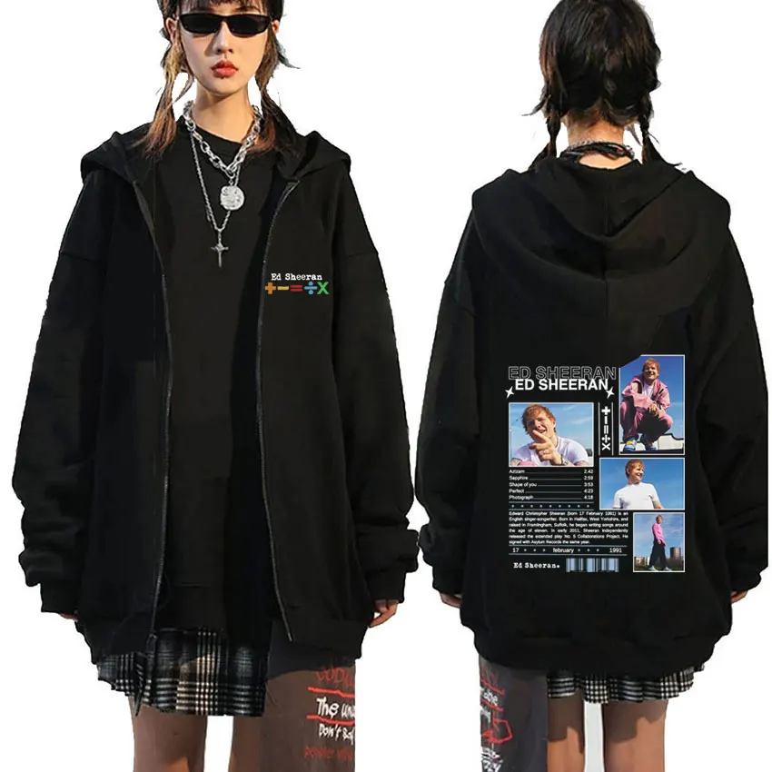 

Ed Sheeran European Tour 2025 Zipper Hoodie Men Women Vintage Casual Zip Up Jacket Male Fashion Oversized Fleece Cotton Hoodies