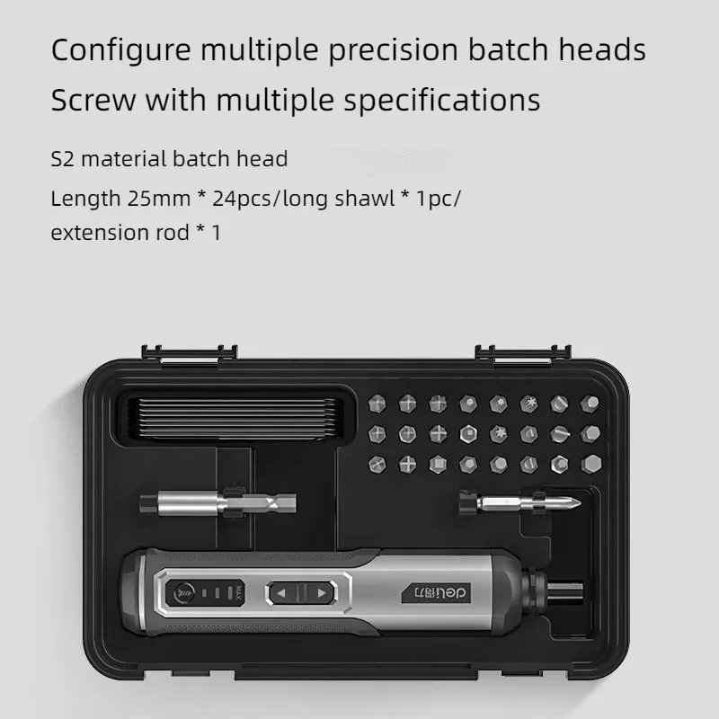 Deli Electric Screwdriver 3-Speed Large Torque Cordless 2000mAh Battery Drill 4V Power Tools Set Household Maintenance Repair