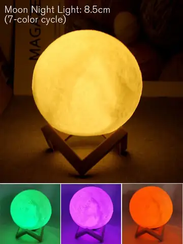 Moon Lamp LED Night Light Battery Powered With Stand Starry Lamp For Bedroom Decor Night Lights Kids Gift Moon Lamp