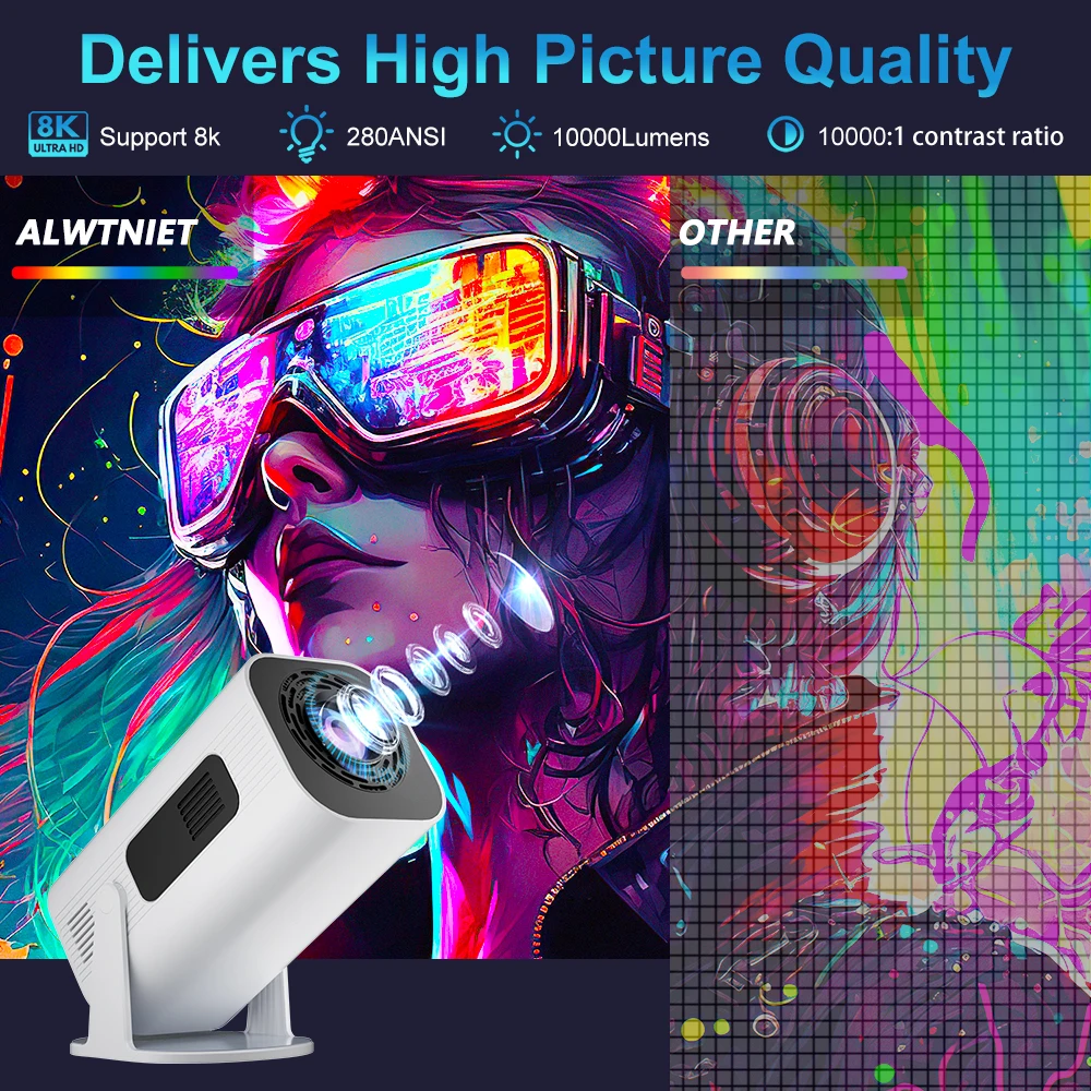 P330 Projector Upgrated Android 11 280 ANSI 4K 8K Native 1080P Wifi6 BT5.0 Cinema Outdoor Portable Mini Projetor