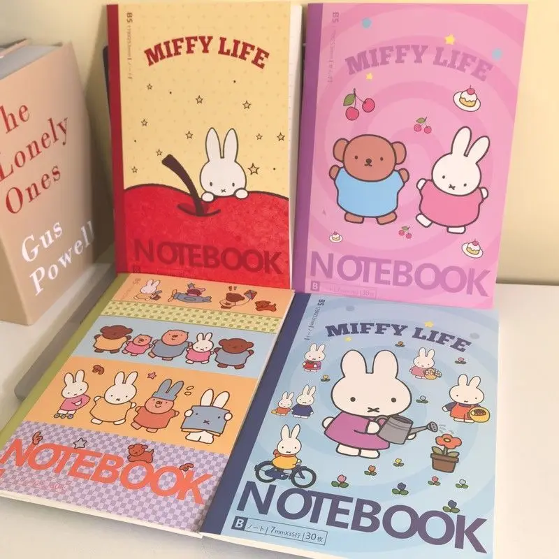 Kawaii Miffy Niedliches Notizbuch im Ins-Stil, Graffiti-Notizbuch, B5, einfaches tragbares Notizbuch, horizontale Notizen, Nachrichtenbuch, Geschenk, Spielzeug für Mädchen