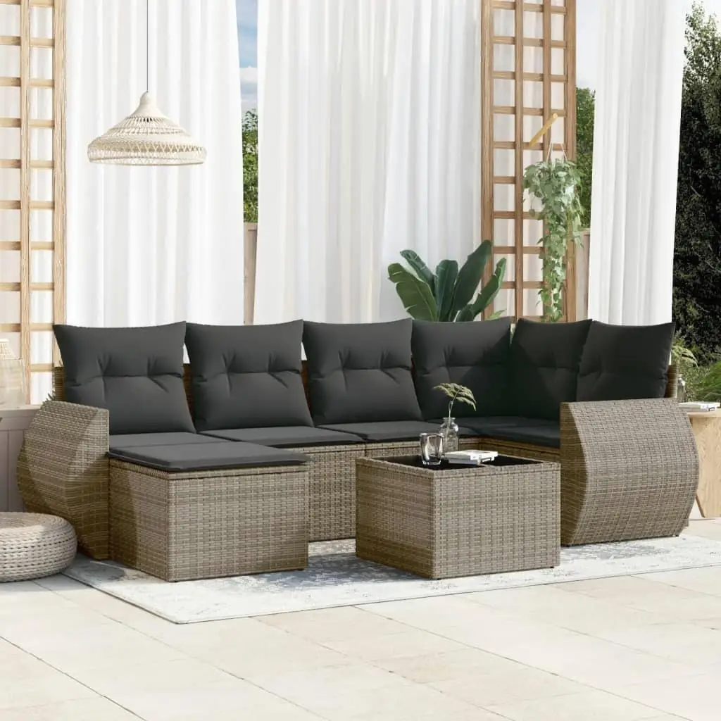 

Elegant Grey PE Rattan Garden Sofa Set with Adjustable Feet Comfortable Seating for Patio Outdoor Furniture