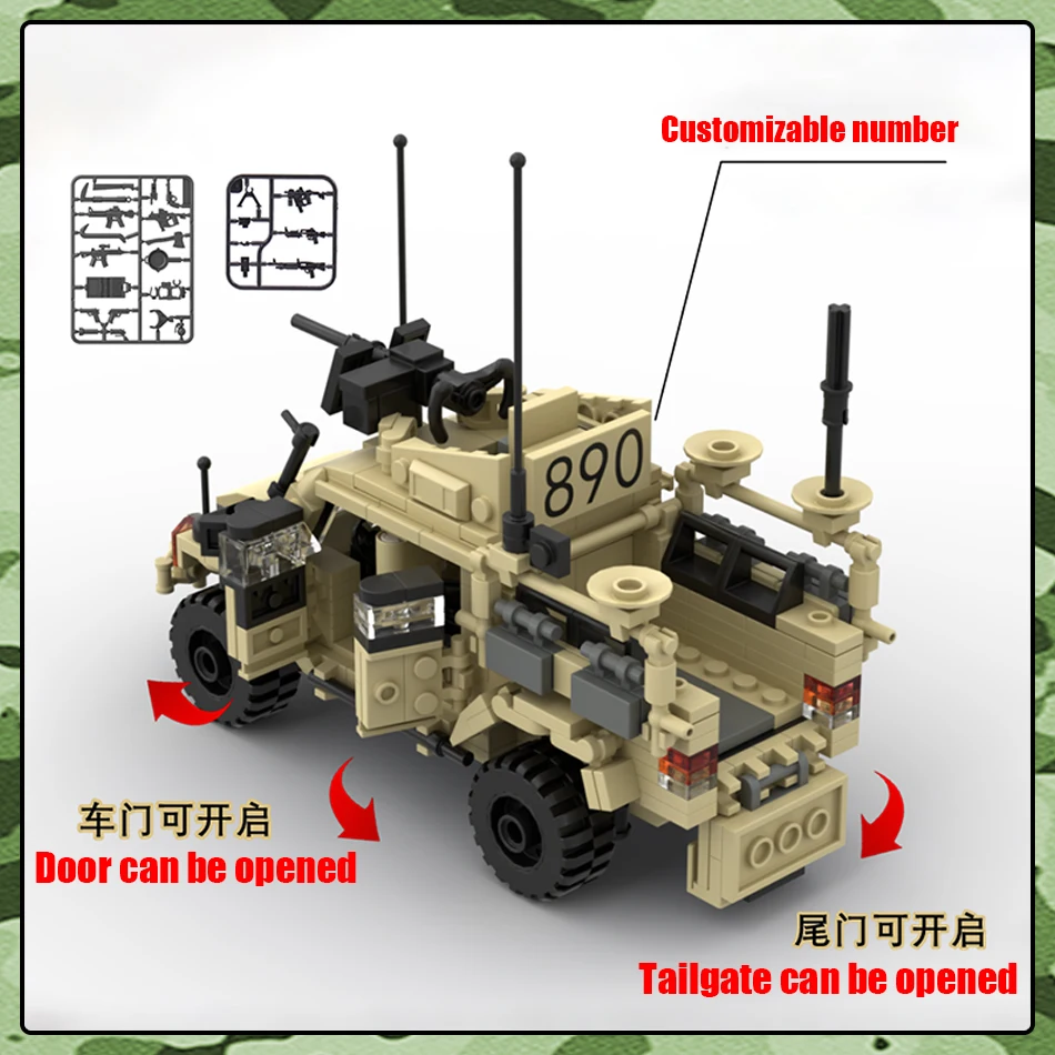 MOC Military Series Build Block British Army Husky Tactical Support Vehicle Blocks Model Bricks Toy Kit Children Toy Gifts