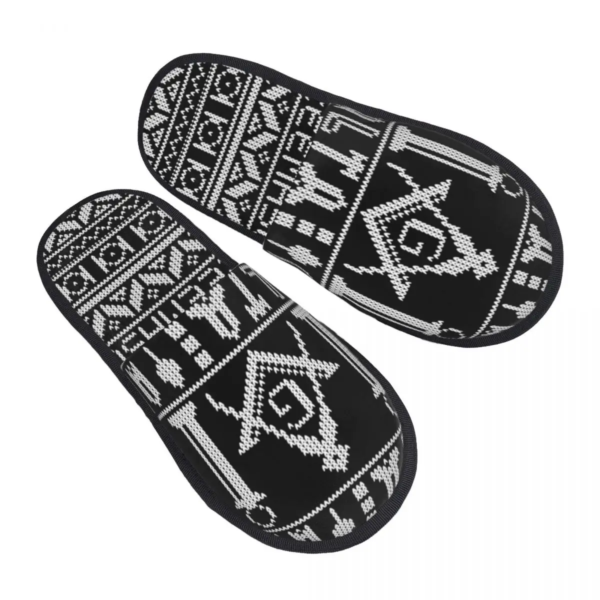 

Custom Masonic Mason Freemason Pattern Memory Foam Slippers Women Comfy Warm House Slippers