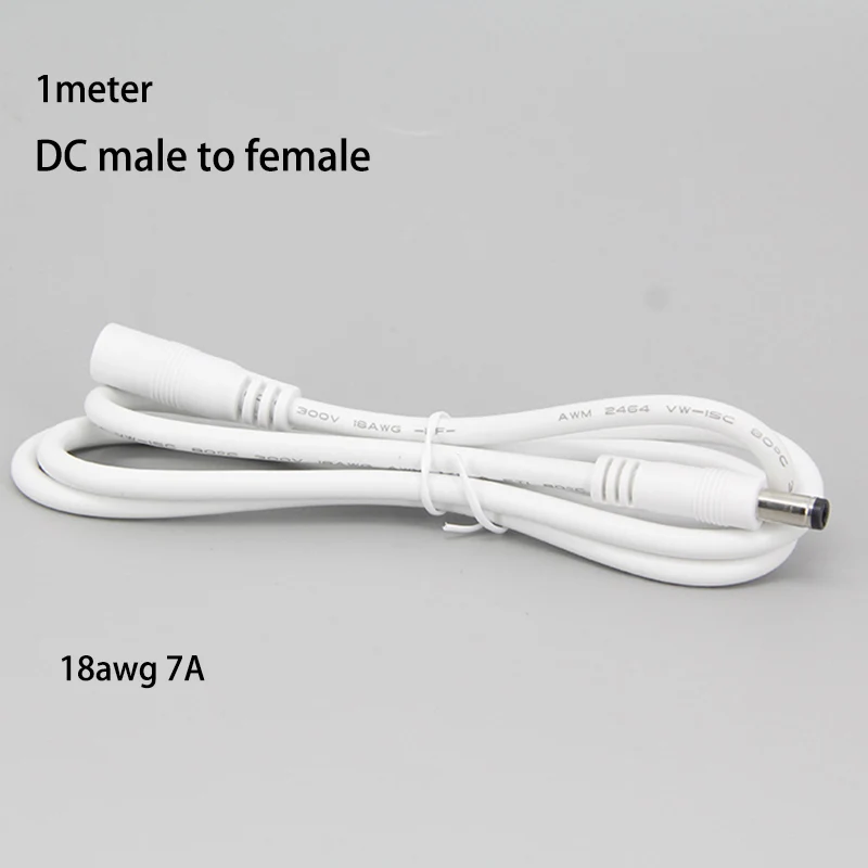 1 meter 5.5x2.5mm DC Male to Female plug Power Supply extension Cable 1M extend Wire For LED Strip light CCTV camera  18awg 7A