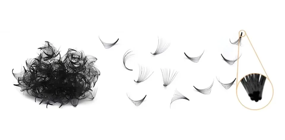 Lashprofessor Vorgefertigte Wimpernfächer mit Spitzer Basis, Dünner Stiel, Volumen-Fächer, Dünne Wurzeln, Schmaler Stiel, Wimpernverlängerungen, Russische Volumen-Fächer – Detail 15