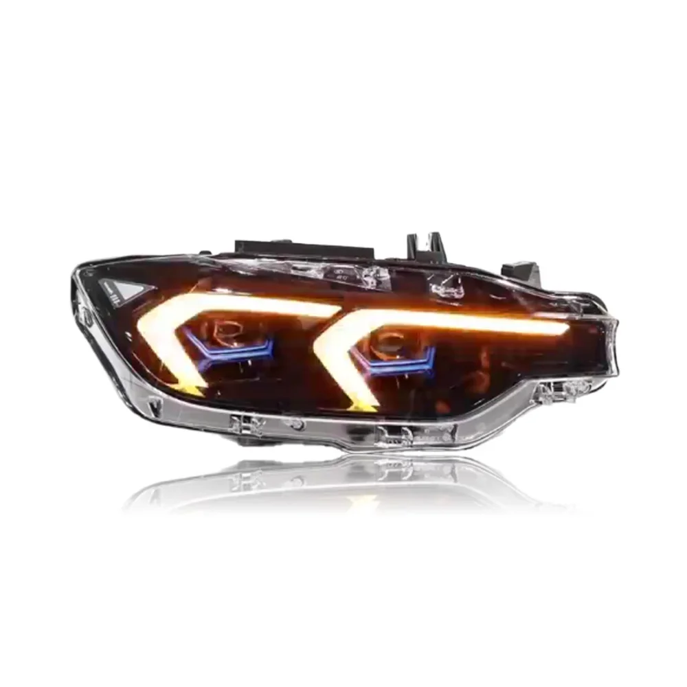 Lampu depan LED BMW, untuk 2013-2018 BMW 3 seri DRL dengan sinyal belok kuning & putih bahan ABS F30 F35 F80 LCI model