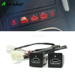 Rounded Corner Car USB Type C PD Quick Charge QC3.0 Charging Adapter Outlet Button for VW Golf 6 Jetta 5 MK5 Scirocco 06-12