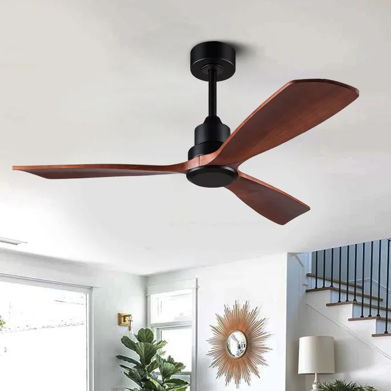 3 Solid Blades Wood Ceiling Fans with Remote 6 Speed Adjustable Ceiling Fan Bedroom Living Dining Room Electric Fan No Light