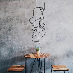 Two Faces Wall Decal One Line Home Modern Decor Abstract Woman Face Vinyl Wall Stickers Minimalist Lover for Bedroom T45