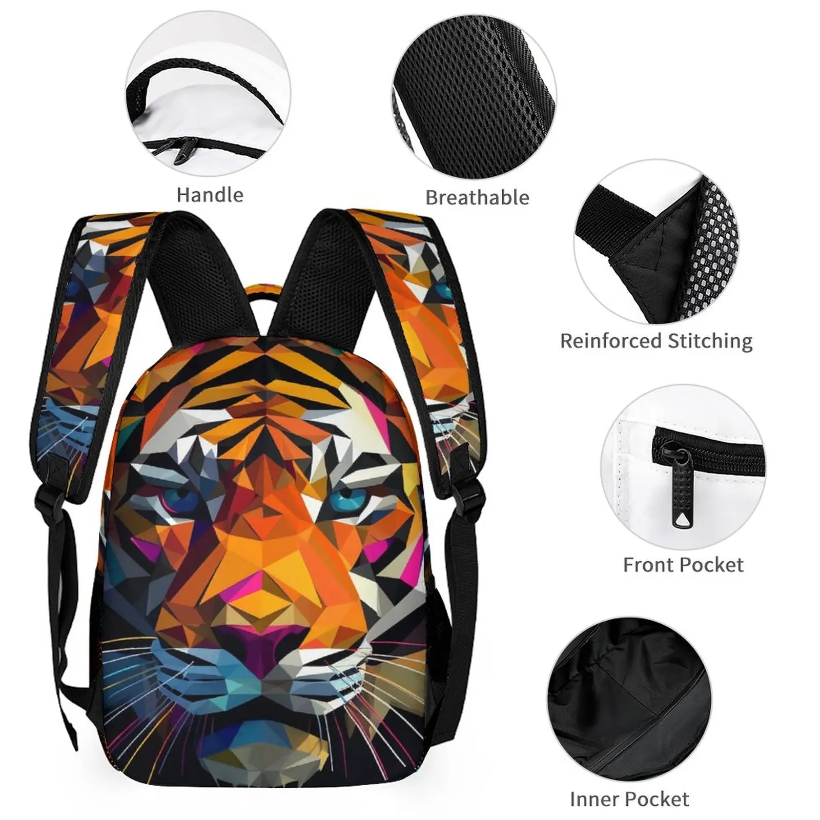 Imagem -06 - Tigre Papel Arte Estética Mochilas para Meninas Grandes Bolsas de Escola Secundária Mochila Colorida Diário Grande