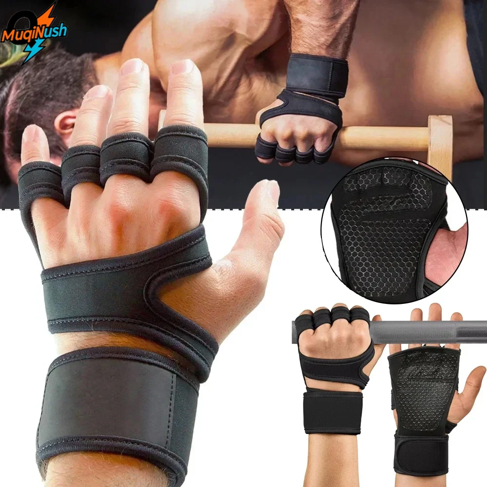 

MuqiNush Men's And Women's Fitness Training Gloves Palm Protection Wrist Support Adjustable Finger Support Weightlifting Running