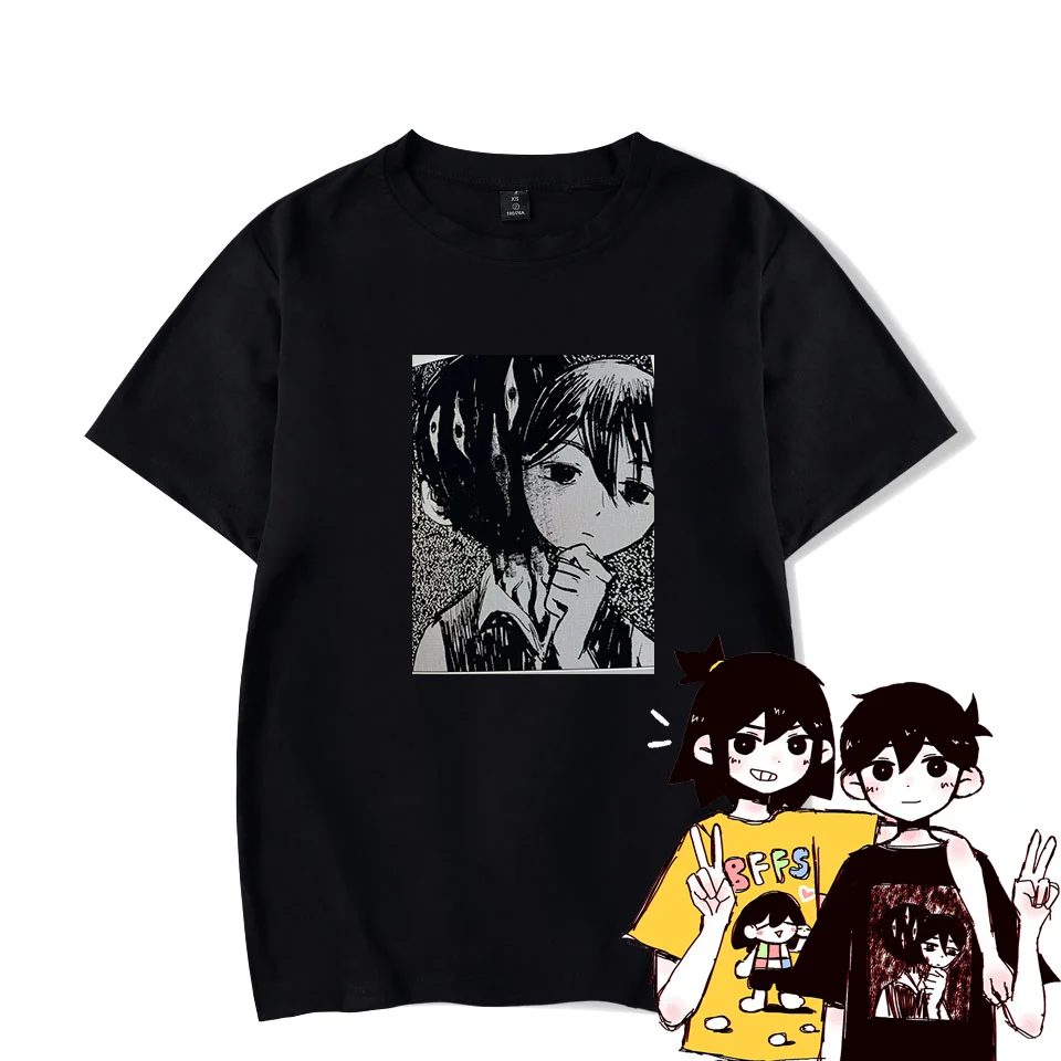 Men women Manga Style Game Omori T-Shirt Summer Short Sleeve Tees Shirt Cosplay Clothes Casual Streetwear Tops Oversized