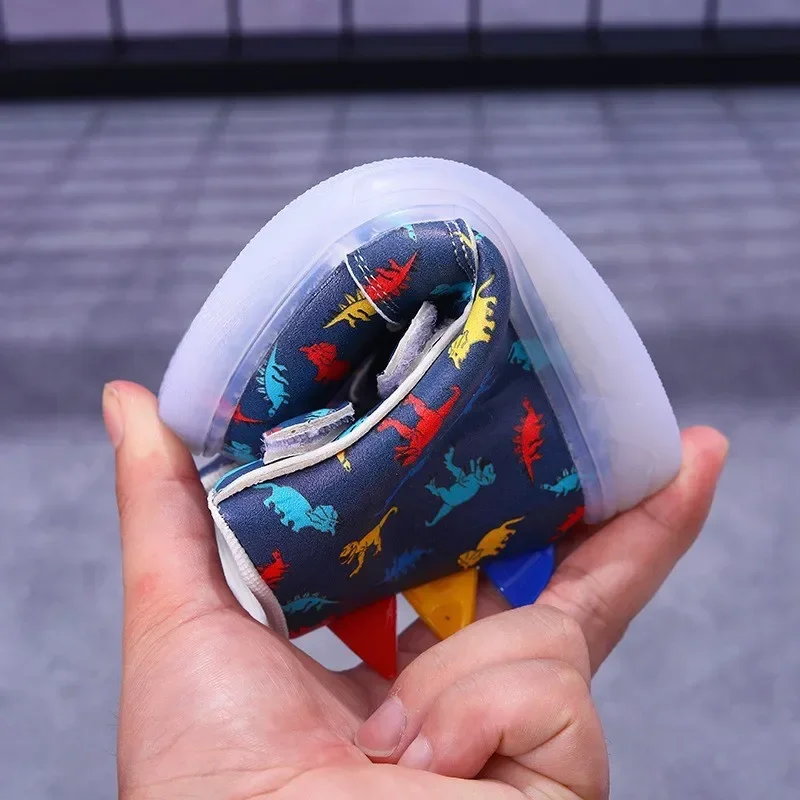 Children\'s High Top Sneakers 2024 New LED Lighted PU Kids Shoes Fashion Dinosaur Print Boys Casual Shoes Luminous Board Shoes