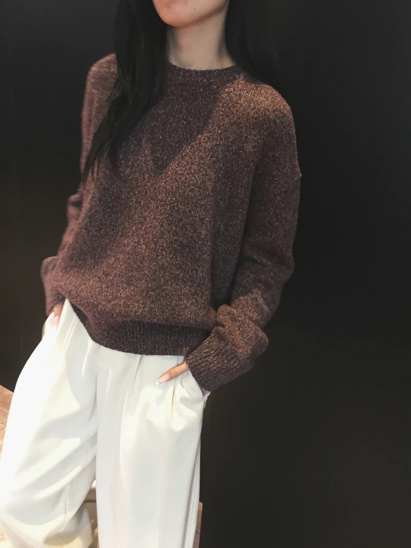 

Cuijia Thiened Floral Patterned Alpaca Wool Knitwear round Ne Sweater Soft Casual Sle Women's Long Sve Warm Coat