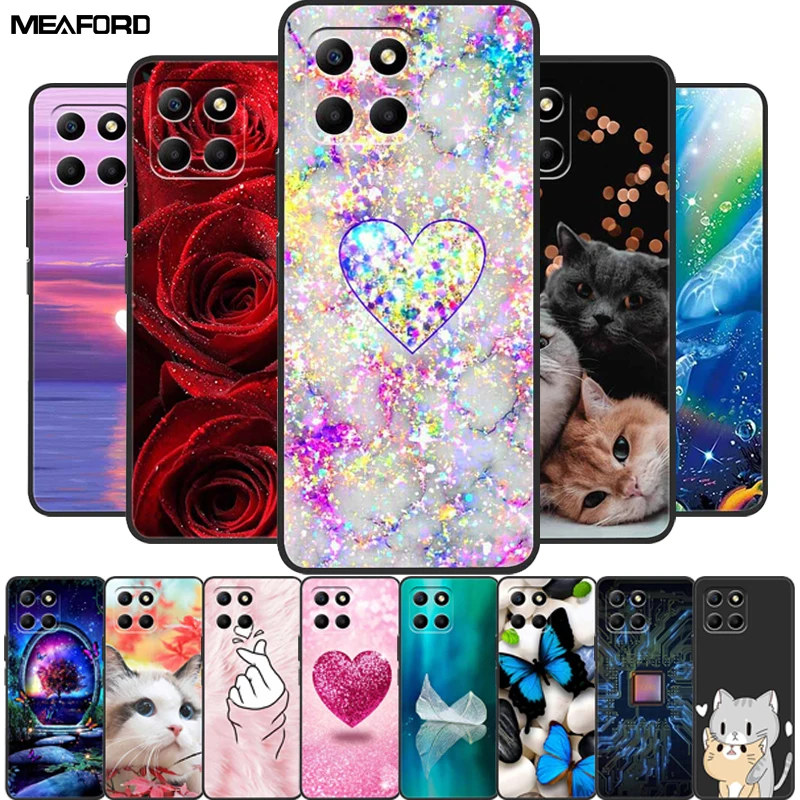 For Honor 70 Lite Case Soft TPU Silicone Painted Cat Black Back Covers For Huawei Honor70 Lite RBN-NX1 Cases Honor 70Lite 5G Bag