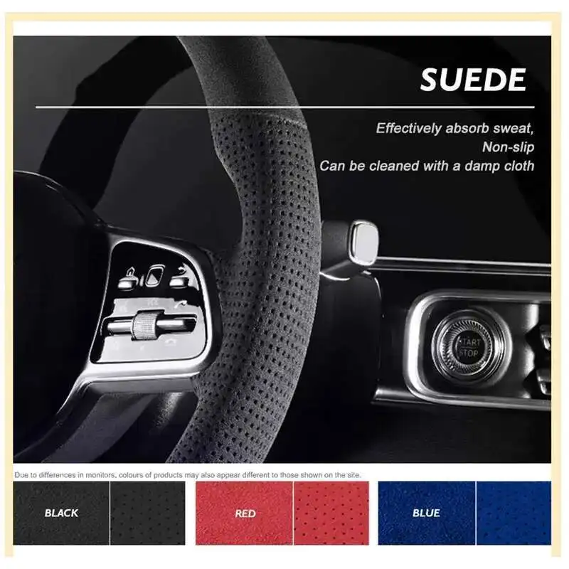 For BMW F20 F45 F30 F31 F34 2013-2018 F32 F33 F36 Steering-Wheel Cover Wrap DIY Car Steering Wheel Cover Suede Carbon Fiber
