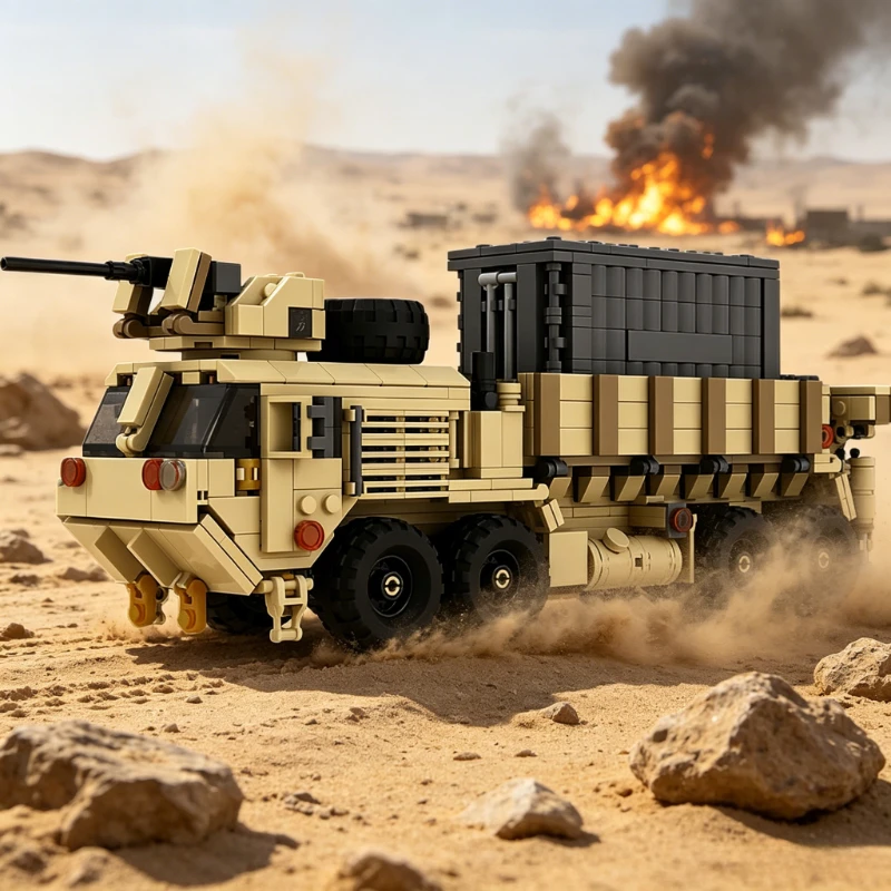 

MOC Heavy Expanded Mobility Tactical Truck Military Building Blocks Model DIY Assembly Kit Display Collectible Toy for Builders