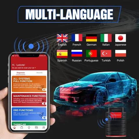 Сканер THINKCAR Thinkdiag OBD2, полное программное обеспечение, 1 год, бесплатная полная система, Bluetooth 16, сброс, считыватель кодов PK AP200 easydiag4