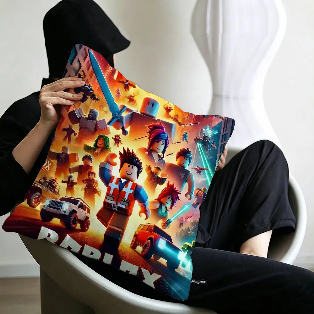 Hot Game R-Robloxs-X Coole Kissenbezüge, Cartoon-Sofa, dekorativ, für Zuhause, doppelseitiger Druck, kurzer Plüsch, niedlicher Kissenbezug – Detail 20