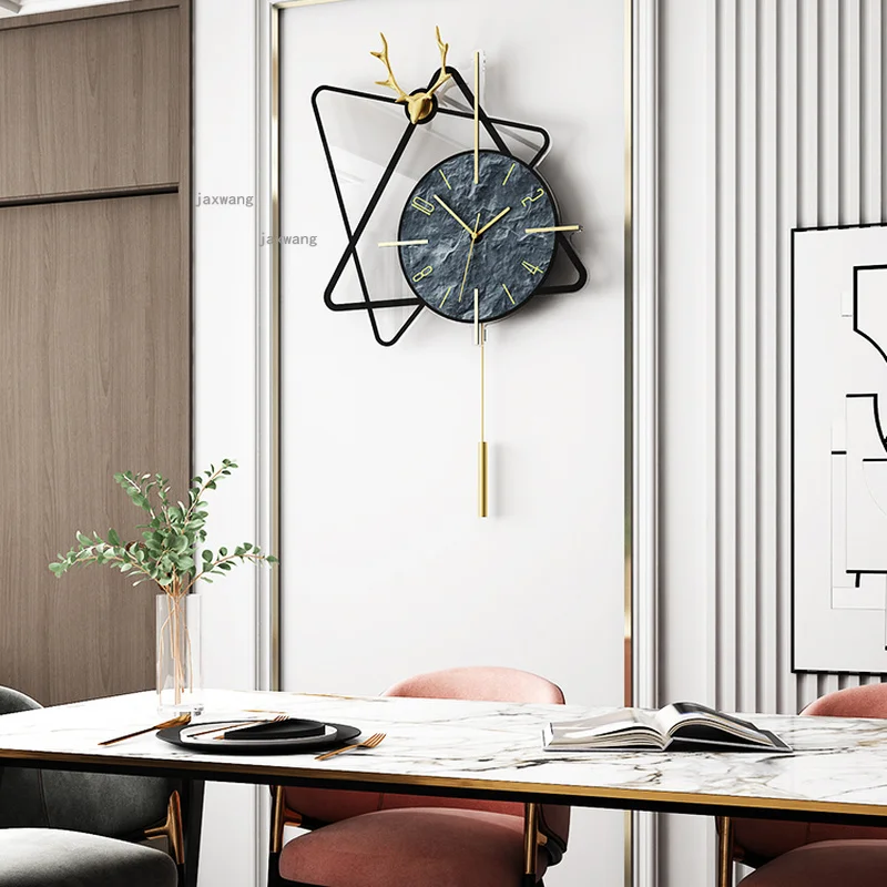 Simple Living Room Sofa Pendant Hallway Porch TV Background Wall Decoration Nordic Style Restaurant Bedroom Deer Head Wall Clock