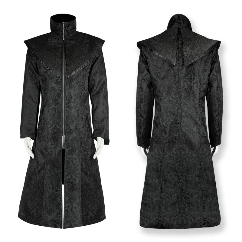 Halloween medieval vintage jaqueta longa preto roupas masculinas gótico steampunk punk trench homens oversize retro guerreiro cavaleiro casaco