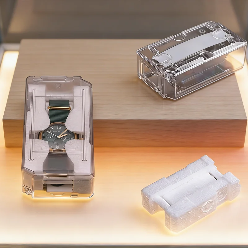 

Универсальная коробка для часов с одной сеткой, винтажный прозрачный органайзер для хранения ювелирных изделий, мужской футляр для демонстрации часов, подарочные коробки на Рождество