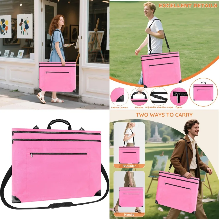 Lightweight Art Portfolio Bag with Detachable Shoulder Strap for Artists: Ideal for Carrying Paintings Posters Sketches and Dra