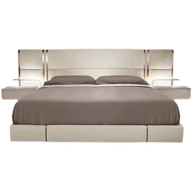 سرير حديث للمراهقات، مقابض ليلية فريدة من نوعها للفتيات المراهقات، سرير فاخر كريمي، غرفة نوم رئيسية، تخزين، أثاث منزلي من Mobili Per La Casa