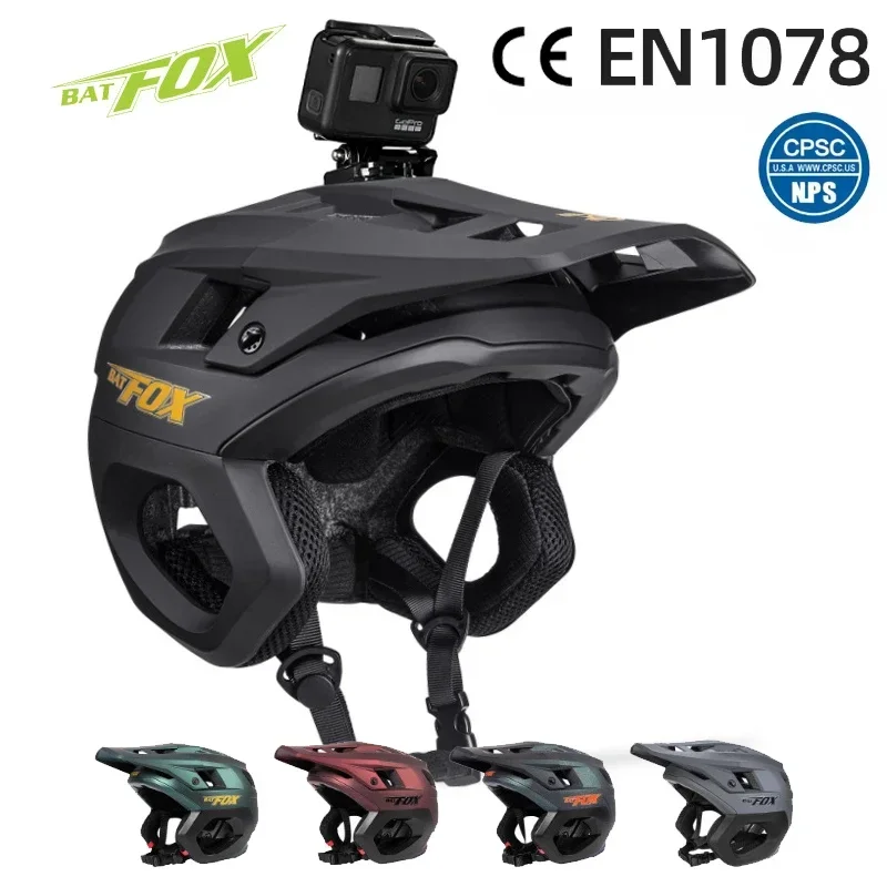 

BATFOX ultralight 3/4 MTB Bike Helmet Mountain Bike ear protection Half Helmet off-road bicycle Integrated helmet DH armored BMX