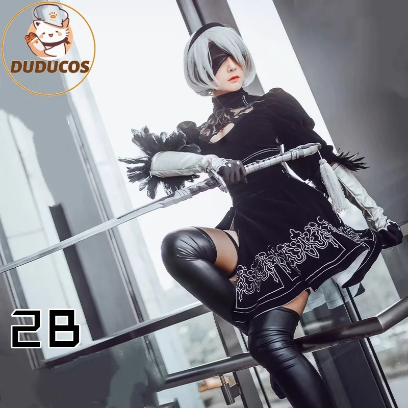 

В НАЛИЧИИ 2B Косплей Игра Косплей Костюм DUDU-SR YoRHaa No. 2, тип B, парик для косплея, женский костюм на Хэллоуин, два стиля