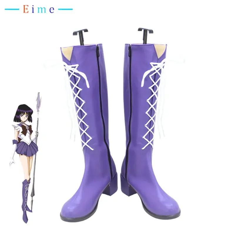 Sailor Saturn Cosplay Shoes Tomoe Hotaru Cosplay Prop PU Leather Shoes Halloween Carnival Boots Custom Made