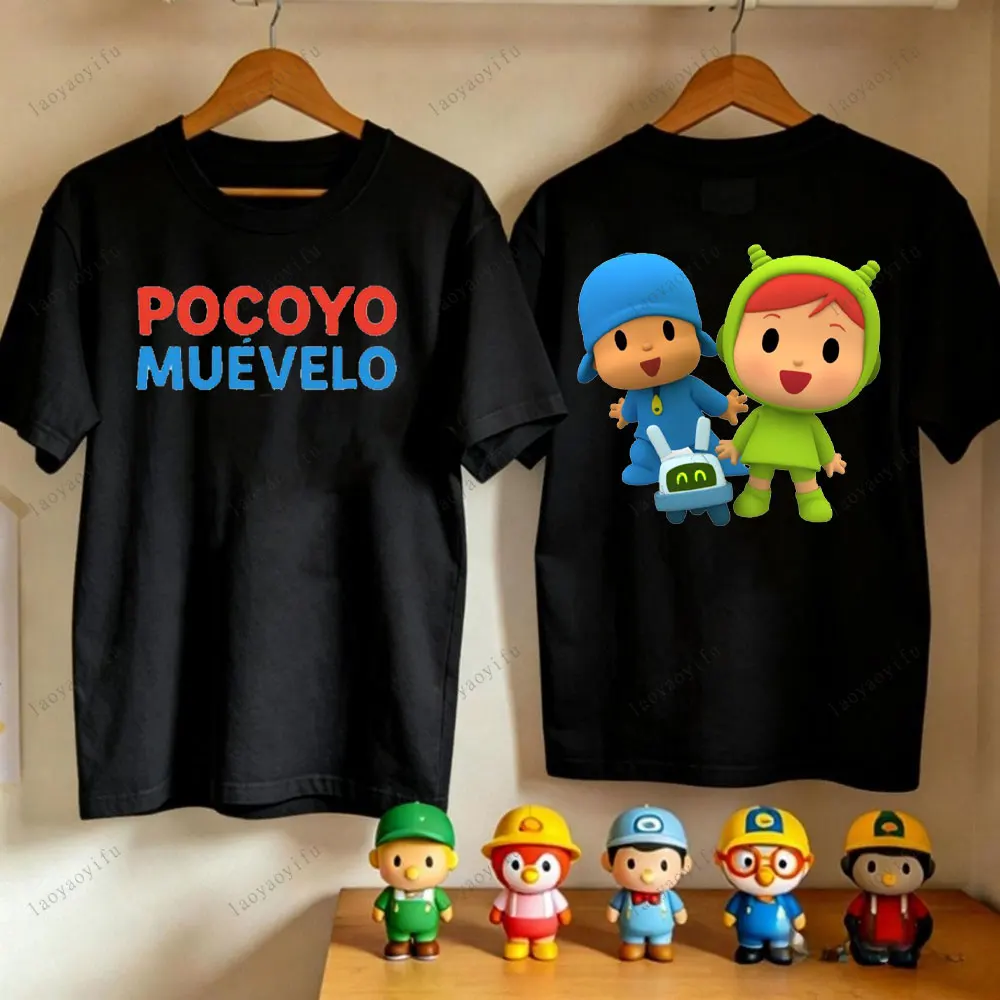 

Adult P-POCOYO Cartoon Print T-Shirt Cotton Short Sleeve Relaxed Fit Tees Men Women Summer Streetwear Breathable Clothes
