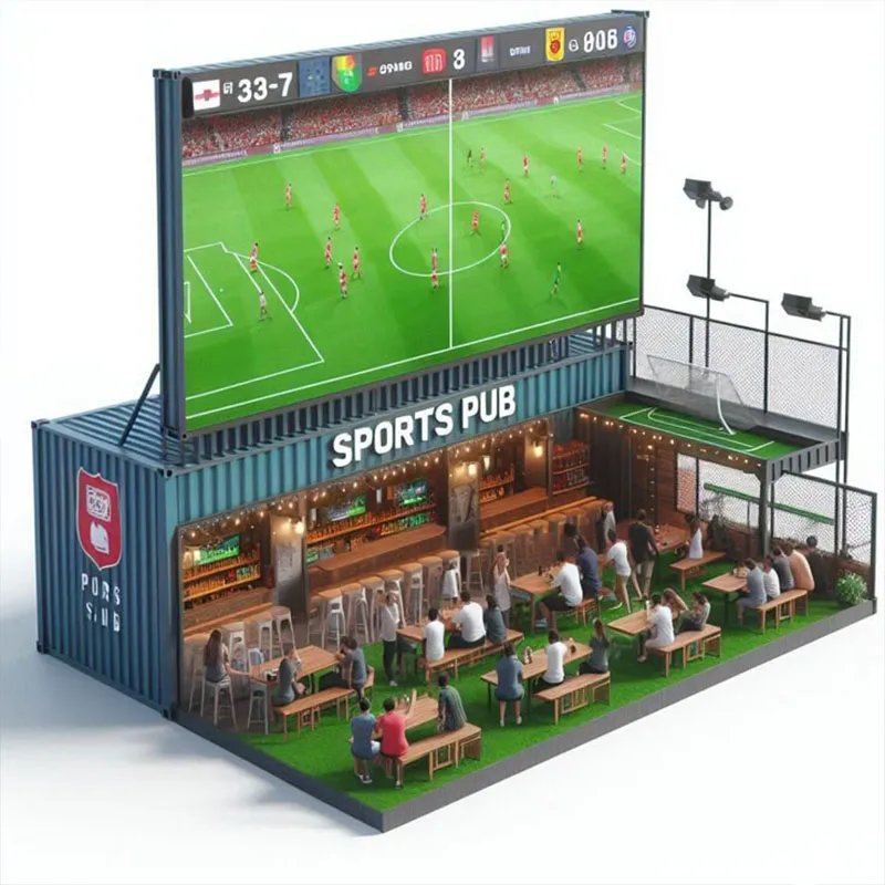 2025 New Design Sports Themed Steel Shipping Container Modified for Outdoor Fan Zone Soccer Bar Football Container Clubs