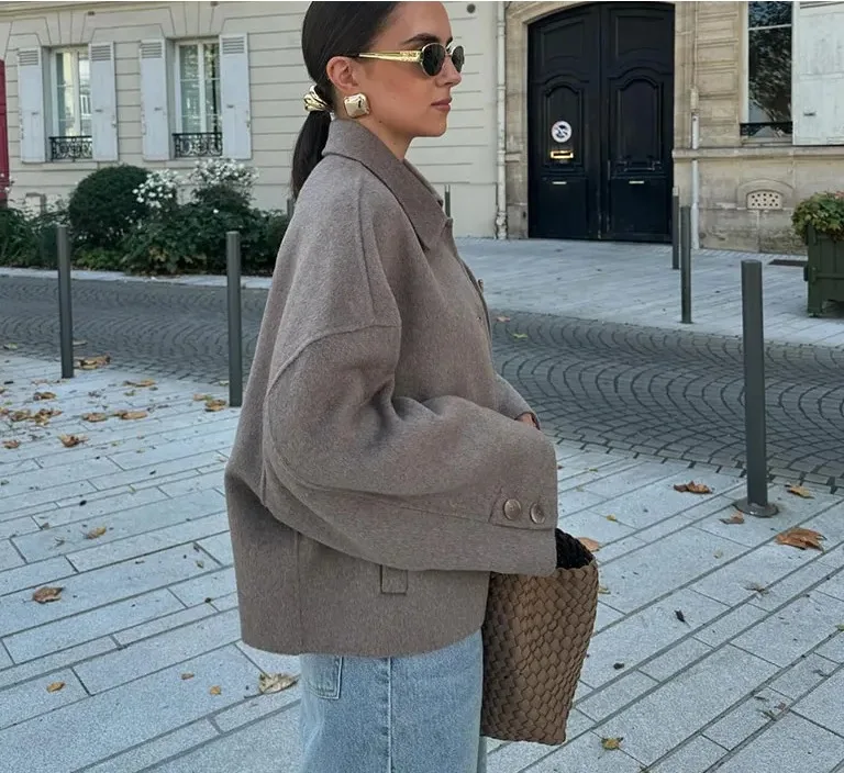 2025 New Autumn Women Fashion Single-Breasted Lapel Pocket Decorate Casual Slim Jacket Female High Street Long Sleeves Coat