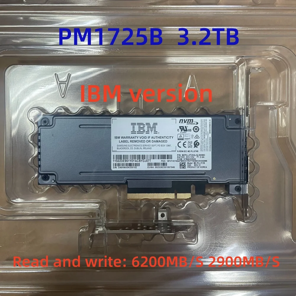 PM1725b Original For Samsung SSD PM1725 1.6T 3.2T HHHL PCLe For HPE IBM Gen3.0X8 AIC card  Insert card solid-state drive