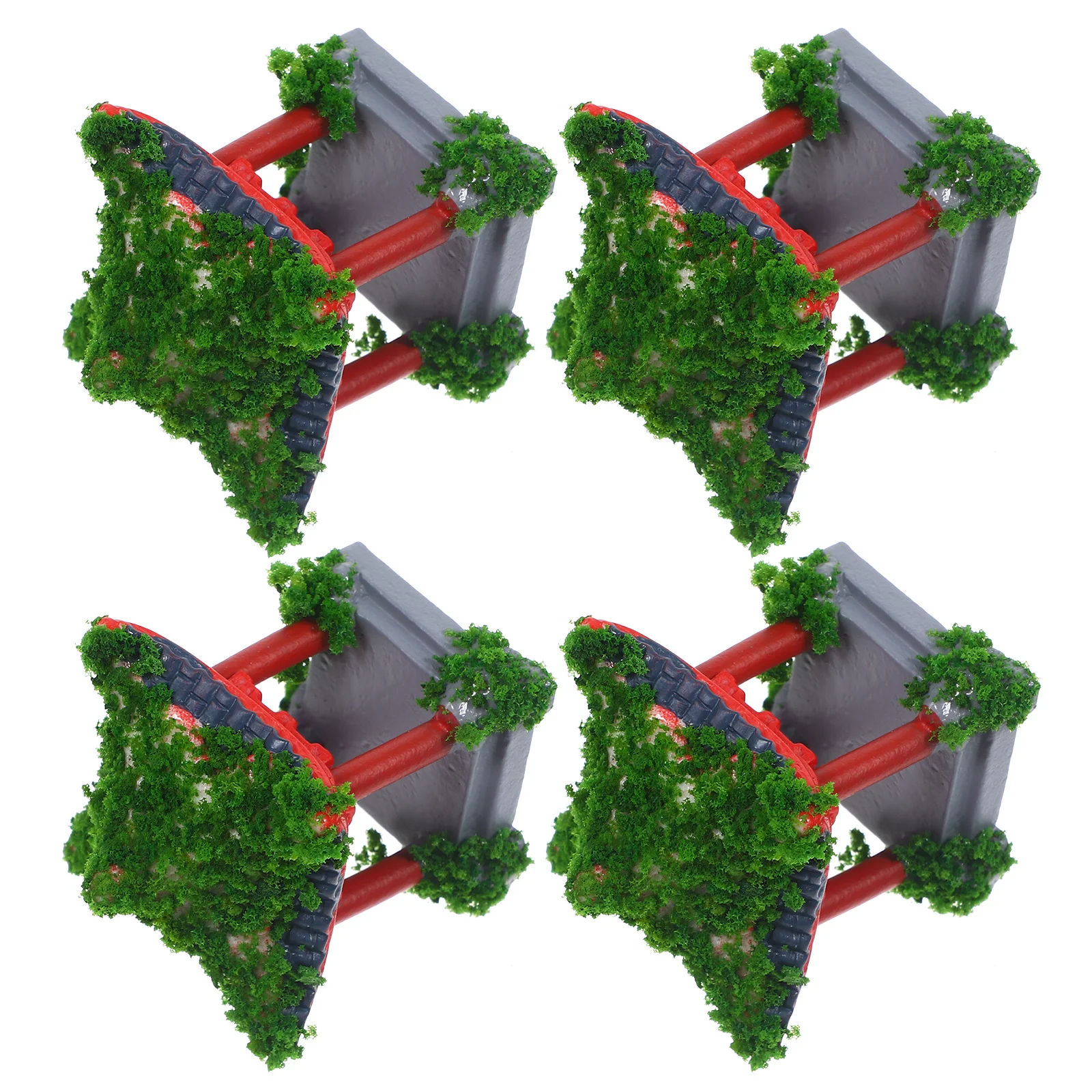 

4Pcs Mini Pavilion Statue Resin Micro Landscape Pagoda Garden Decoration Fish Tank Bonsai Ornaments Desktop Small Garden Decor