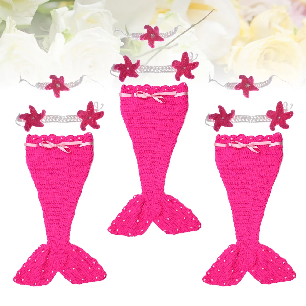 1 مجموعة الوليد التصوير الدعائم الطفل حورية البحر الذيل دعوى روزي اللون الرضع تأثيري حلي الكروشيه الحياكة الطفل التقطت الصور