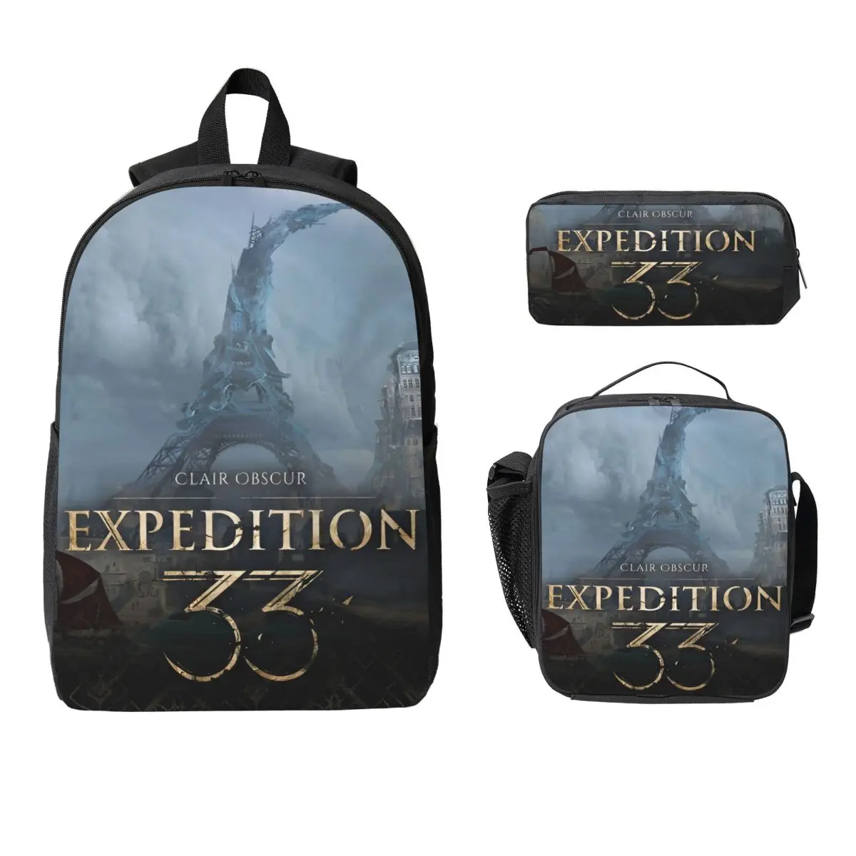 

3Pcs Clair Obscur Expedition 33 Theme School bags Set for Children Pen Bags Backpack Sets with Lunch Box For Students Knapsack