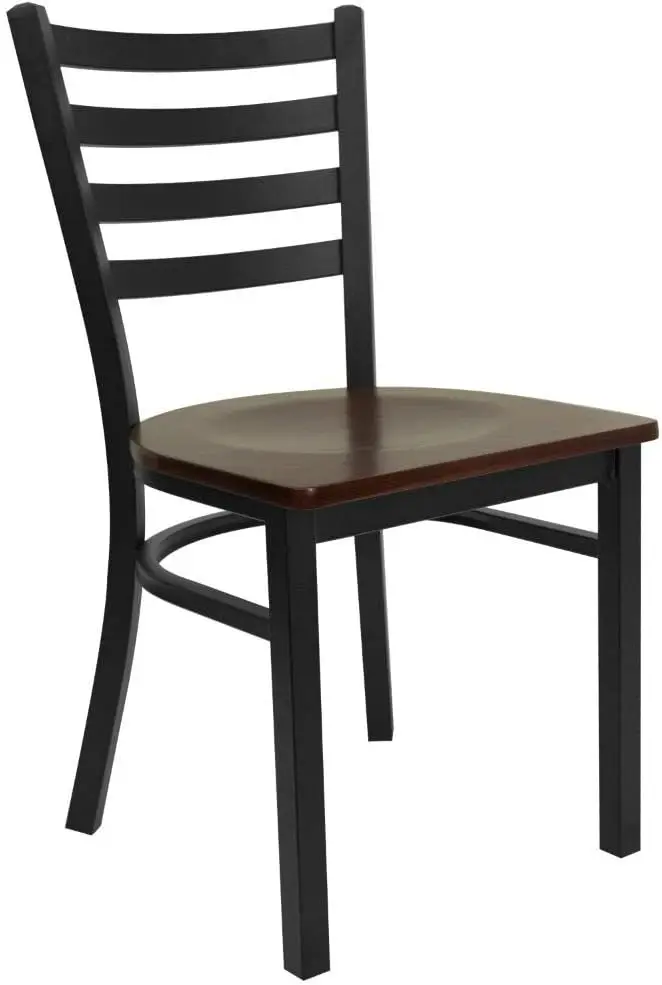 

Flash Furniture HERCULES Series Black Ladder Back Metal Restaurant Chair - Mahogany Wood Seat