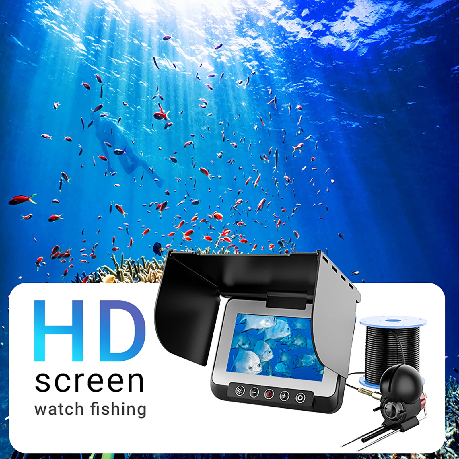 Câmera de pesca subaquática 1080P HD Câmera de pesca LCD de 4,3 polegadas com bateria de 5000mAh Ferramentas de pesca portáteis com visão noturna