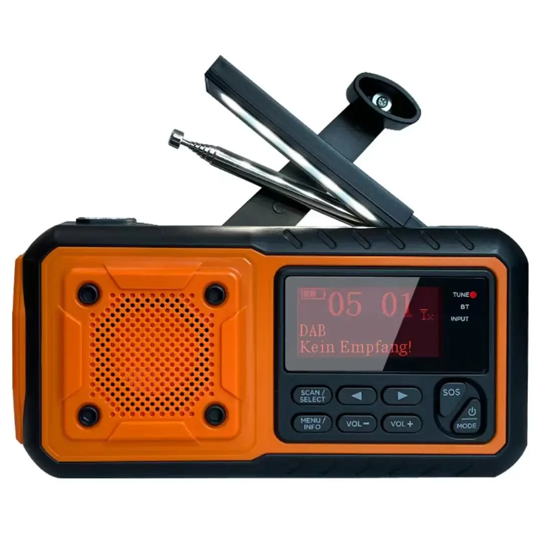 SY-376 Outdoor Survival DAB+/FM Radio Solar/Crank Emergency with Powerful Spotlight & Soft Night Light for Camping Hiking