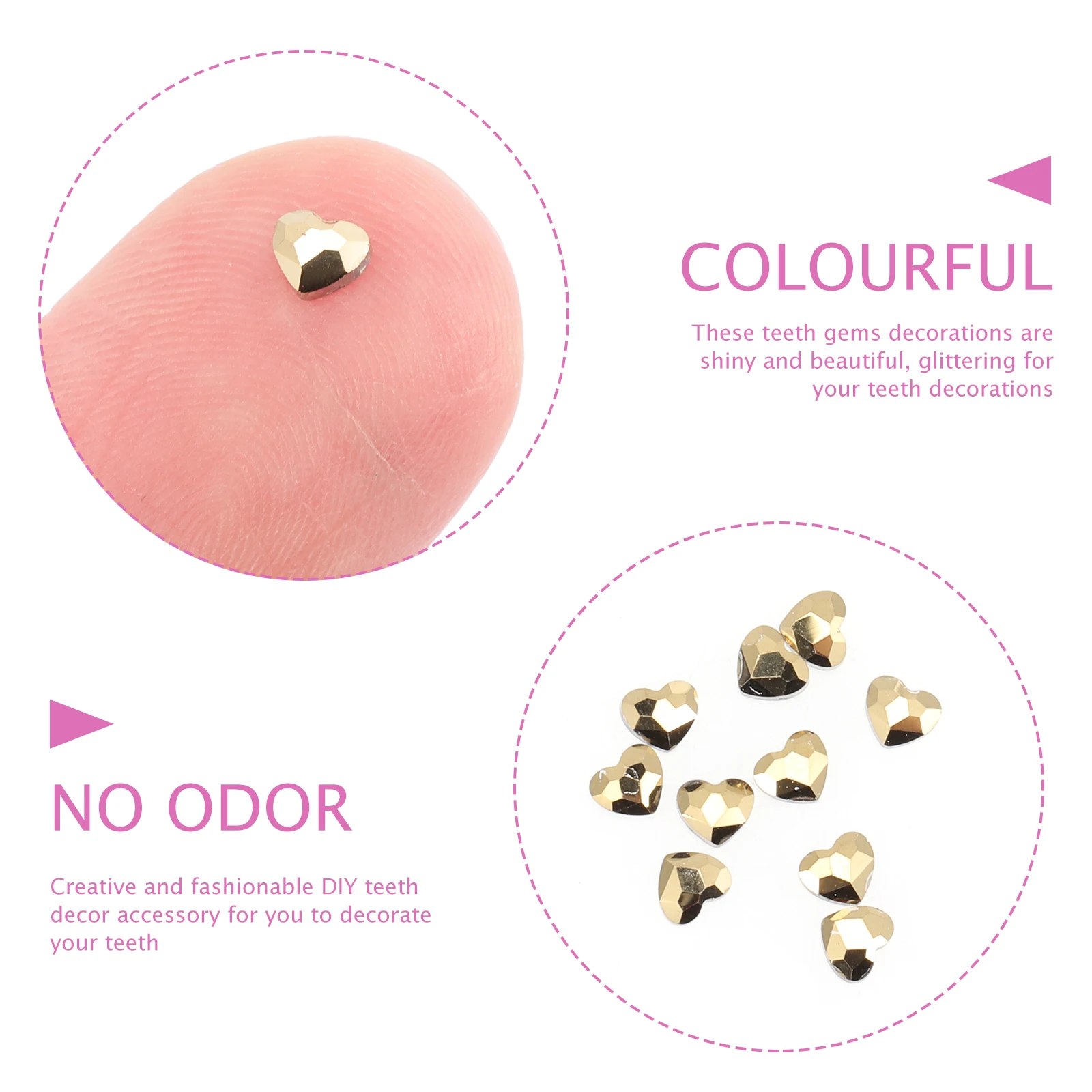

10 Pcs Peach Heart-shaped Tooth Drill Teeth Embellishments Gems Diamond Diamonds Crystal Jewels